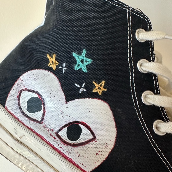 Custom Converse X Play Comme Des Garçon Chuck 70 Black Color Men’s Size 12 - Picture 2 of 7